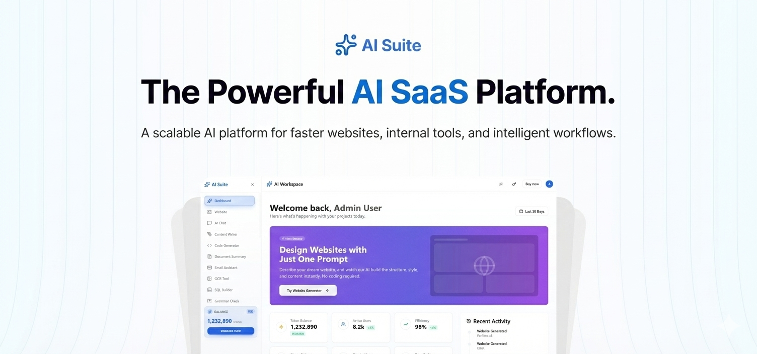 AI Suite – AI Website Builder, Next.js Dashboard & Gemini AI Powered SaaS - 1