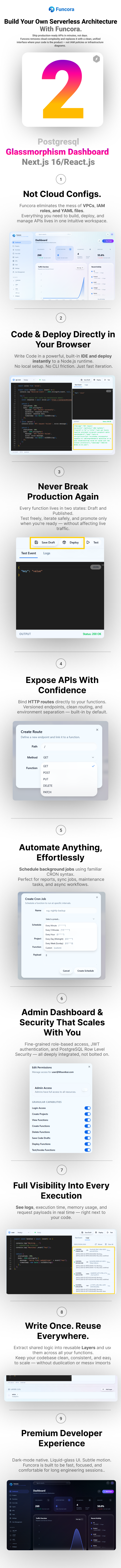 Funcora – Faas Serverless Functions & API Management Platform like AWS lambda (Next.js & TypeScript)